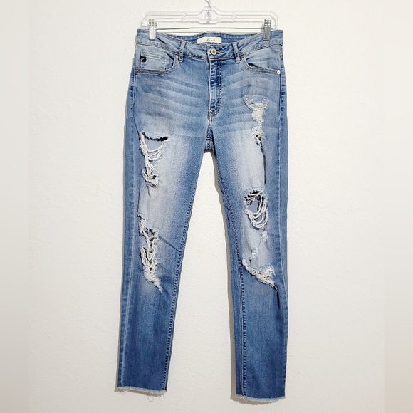 KanCan Jeans Women's Size 9/28 Estilo Skinny Distressed Stretch Denim Raw Hem - Picture 1 of 13